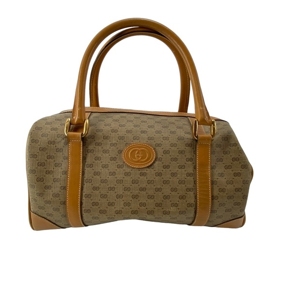 Gucci Handbags - Vintage Gucci Micro GG Brown Boston Bag WX880